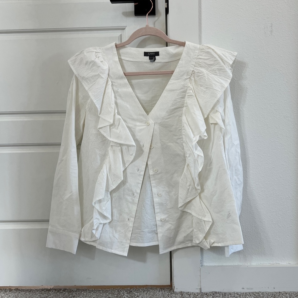 White Ruffle Blouse